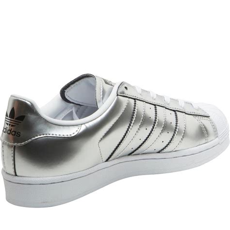 adidas originals superstar 2 white silver womens trainers